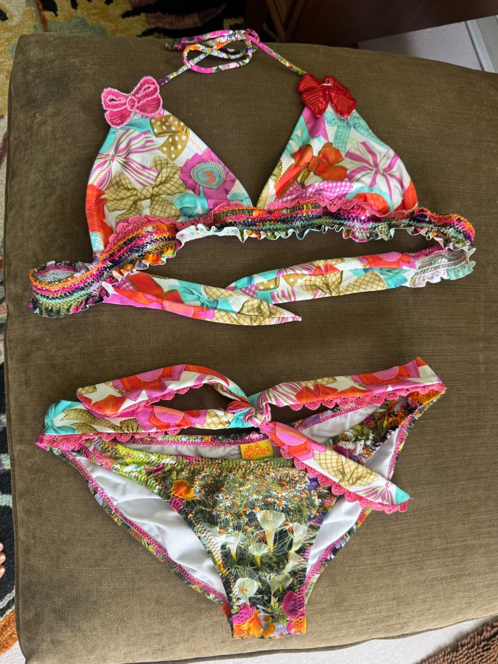 Agua Bendita Bikini Set with Ruffle and Beaded Details